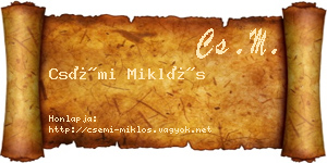 Csémi Miklós névjegykártya